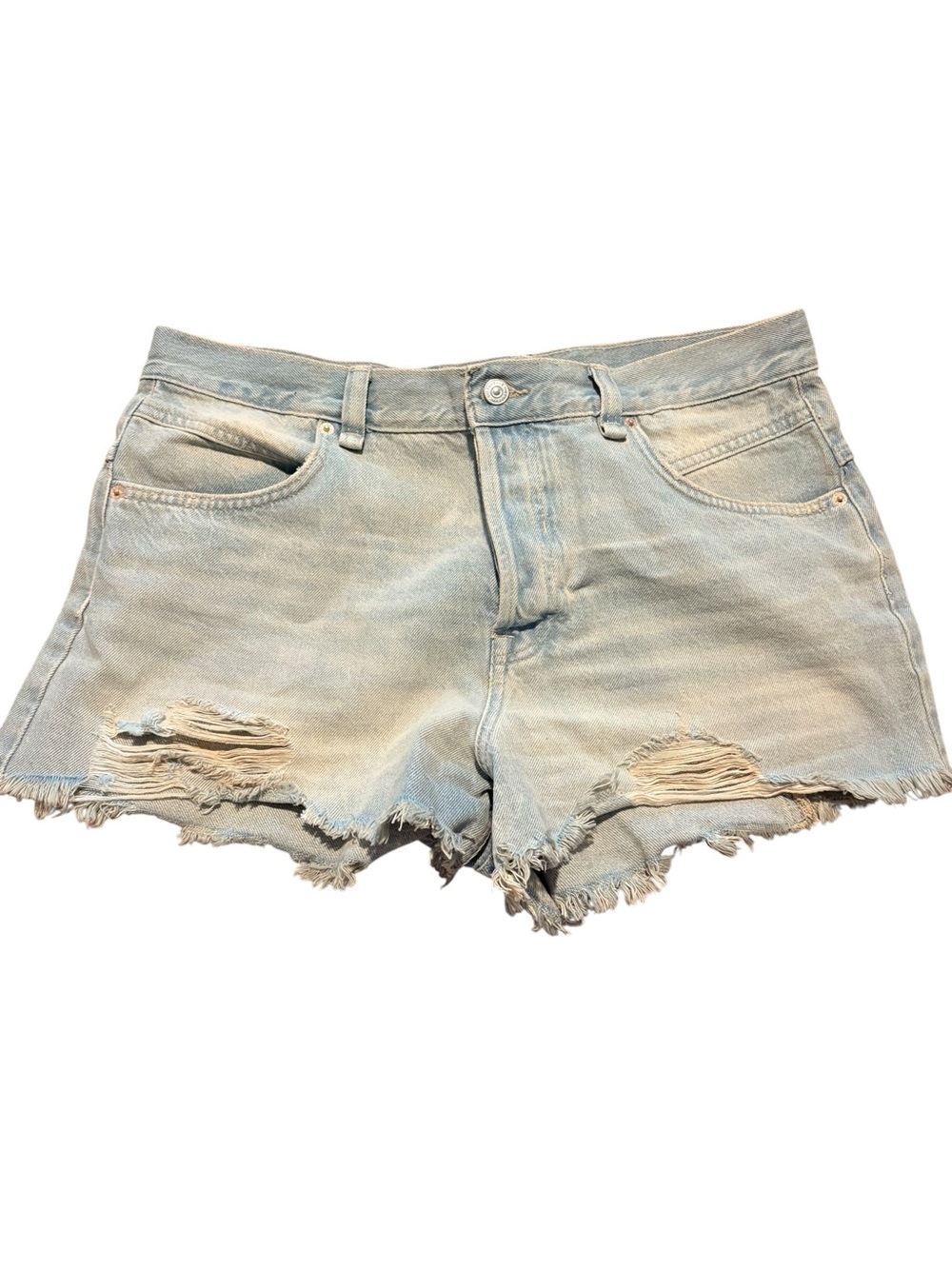 Free People We The Free Distressed Denim Cutoff Shorts Size 31 Light Wash